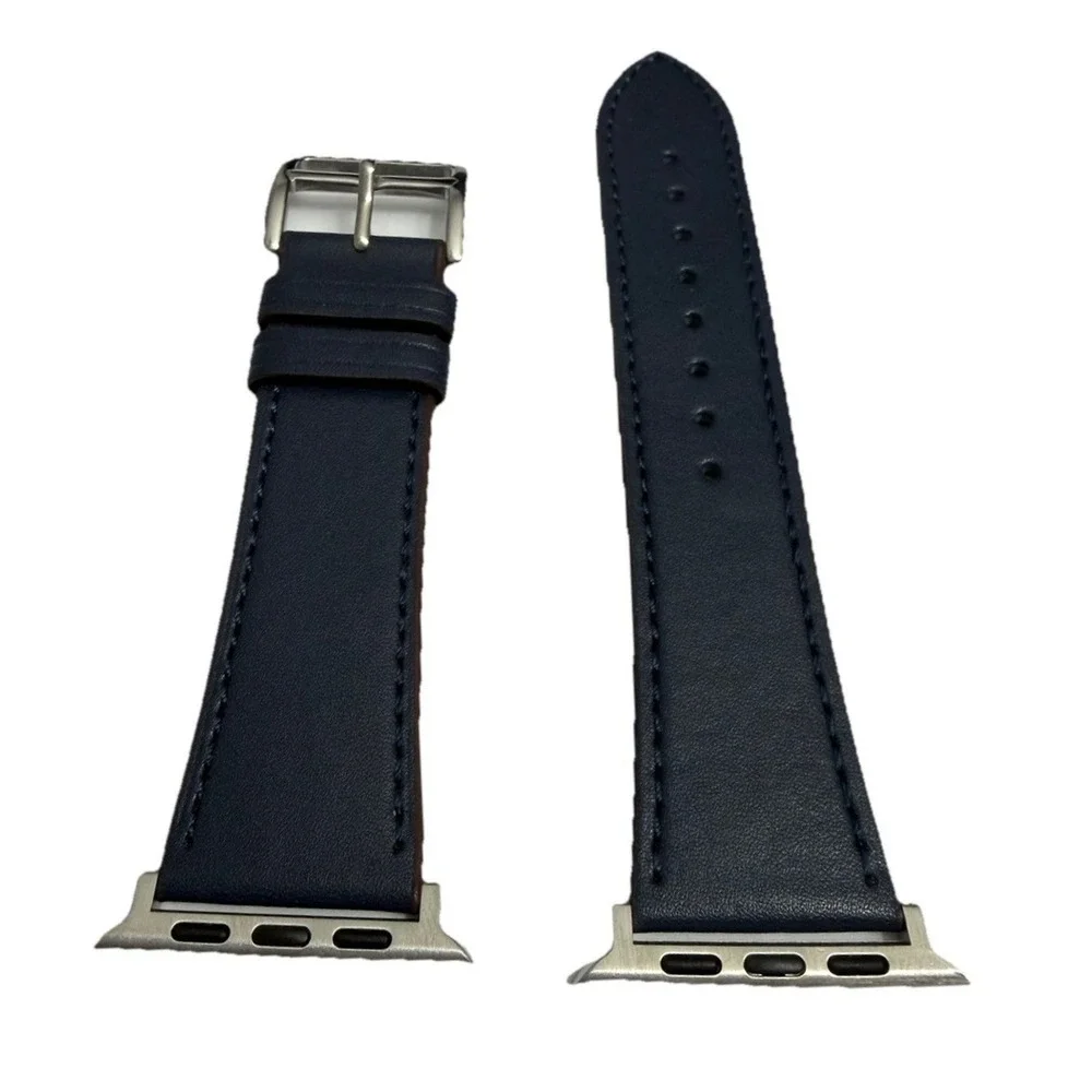 Strap Band Blue Unisex's Leather replacement Band Series 10 iPhone Size 42/45 NW